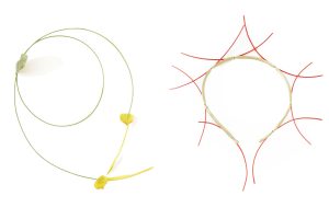 Collares de mimbre y bies de seda con adorno de pétalos y hojas 1