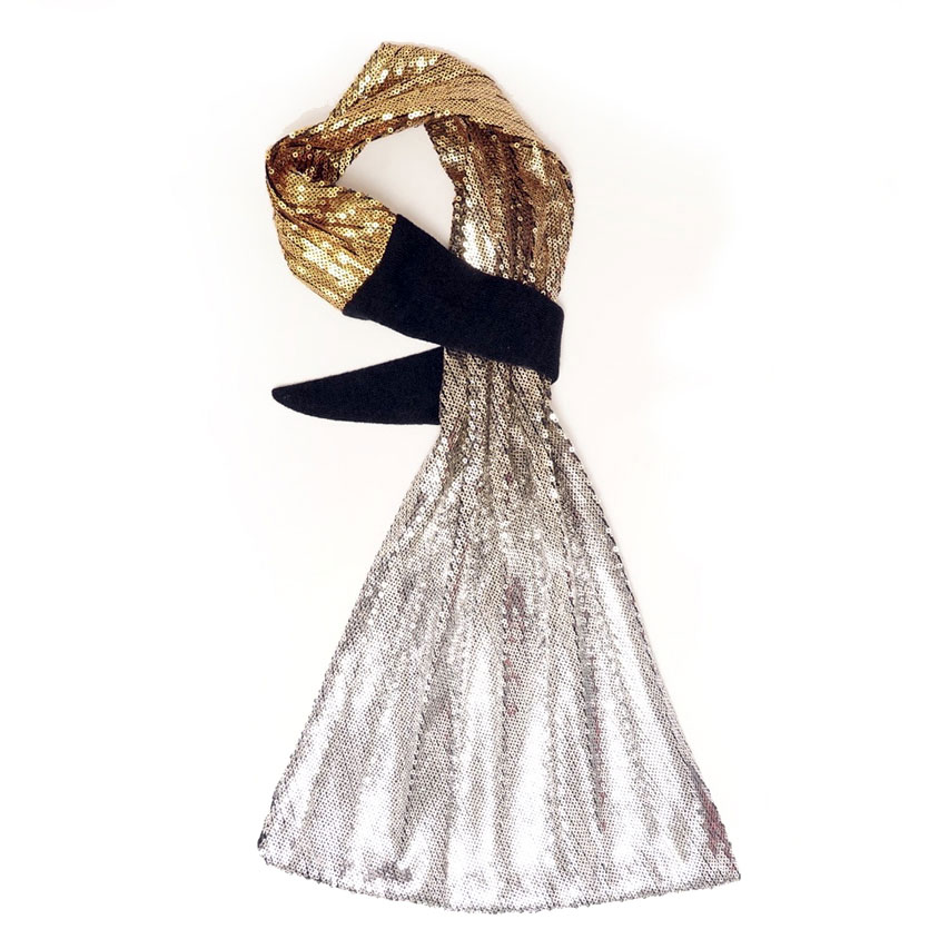 Foulard de lana y seda plisada
