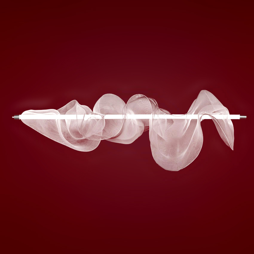 Lámpara. The Cloud. Tul Net bordado y tubo led